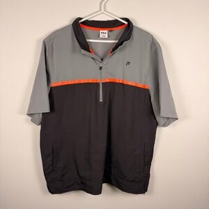 Fila Sport Golf Mens XXL Grey Black Orange Colorblock Quarter Zip Windbreaker